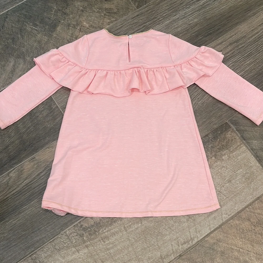 Little Girl's Mud Pie Pink Sequined Santa Dress - Picture 4 of 4